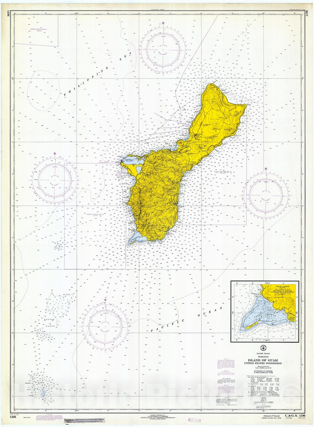 Historic Nautical Map - Island Of Guam, 1971 NOAA Chart - Guam (GU) - Vintage Wall Art