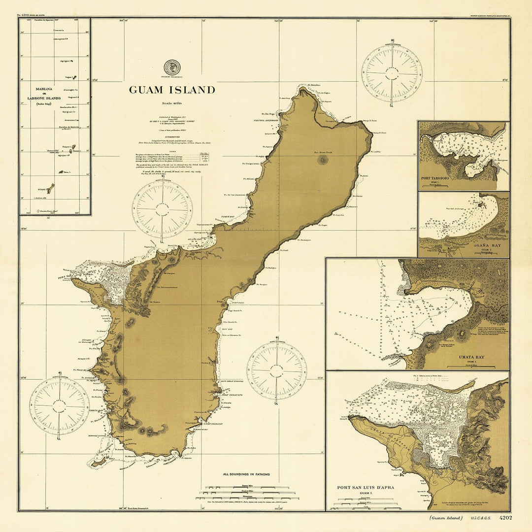 Historic Nautical Map - Guam Island, 1902 NOAA Chart - Guam (GU) - Vintage Wall Art