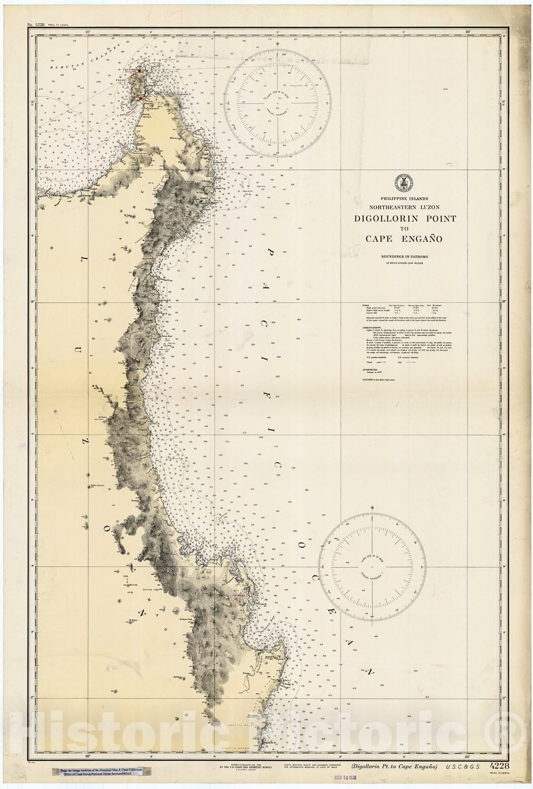 Historic Nautical Map - Digollorin Point To Cape Engano, 1938 NOAA Chart - PHVintage Wall Art