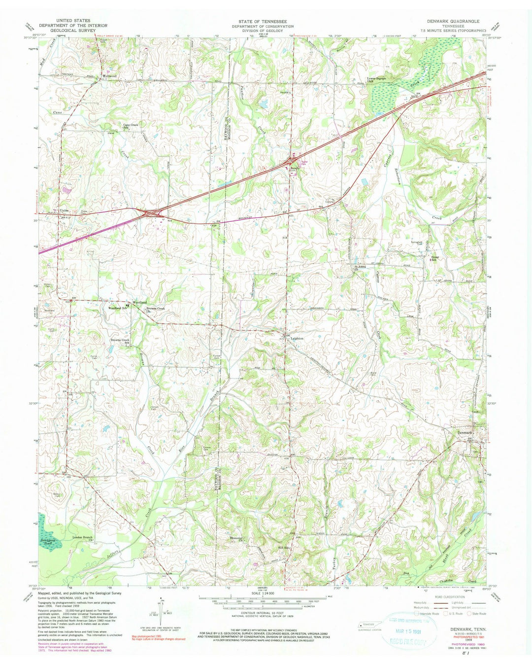 1959 Denmark, TN - Tennessee - USGS Topographic Map