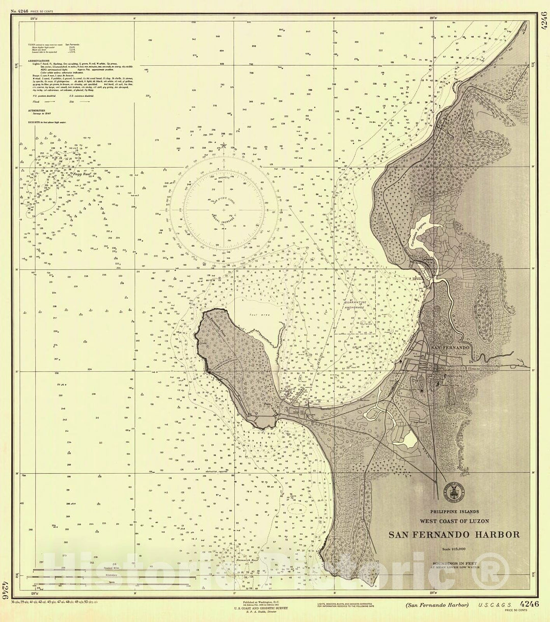 Historic Nautical Map - San Fernando Harbor, 1950 NOAA Chart - PHVintage Wall Art