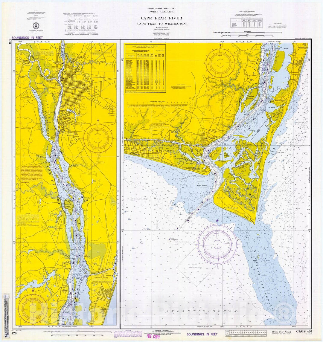 Historic Nautical Map - Cape Fear River, 1973 NOAA Chart - North Carolina (NC) - Vintage Wall Art