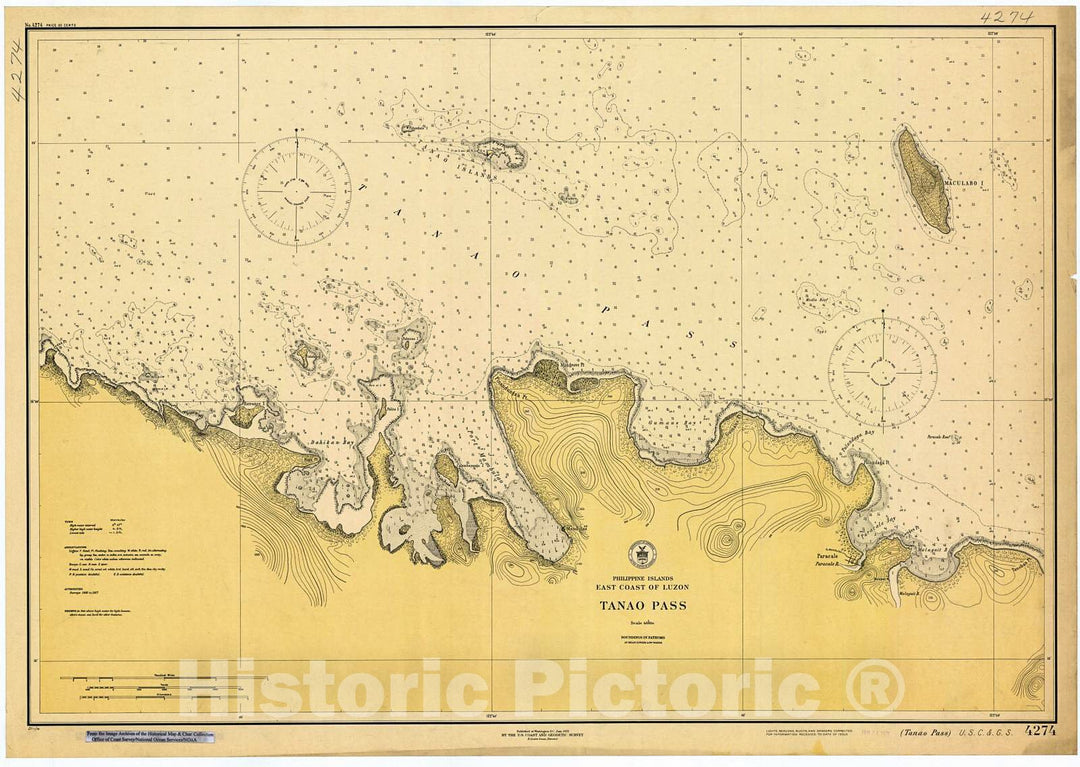 Historic Nautical Map - Tanao Pass, 1921 NOAA Chart - PHVintage Wall Art