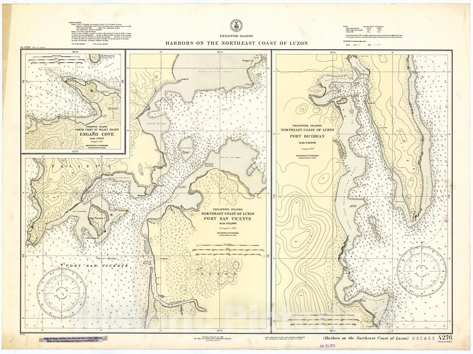 Historic Nautical Map - Harbors On The Northeast Coast Of Luzon, 1938 NOAA Chart - PHVintage Wall Art