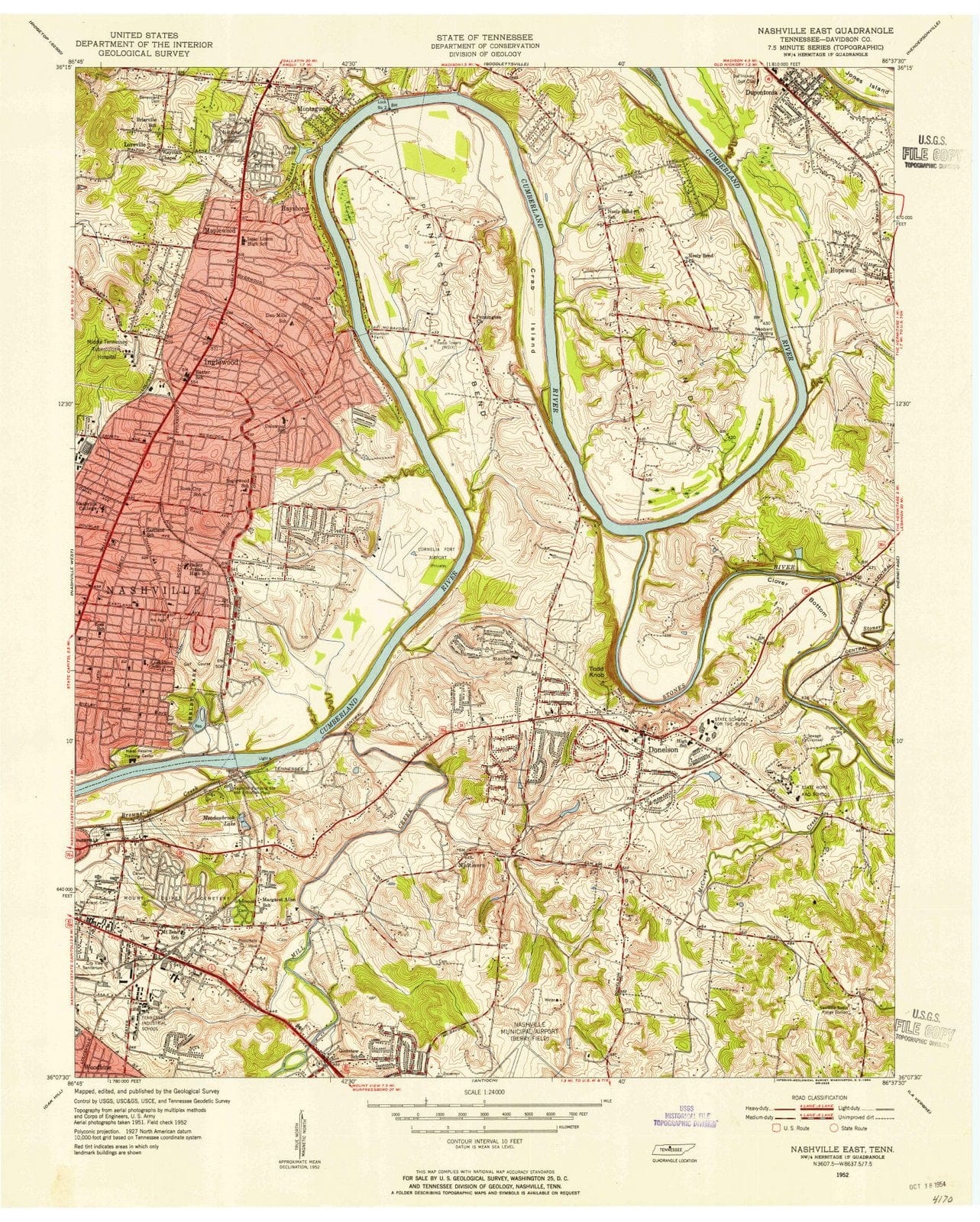 1952 Nashville East, TN - Tennessee - USGS Topographic Map