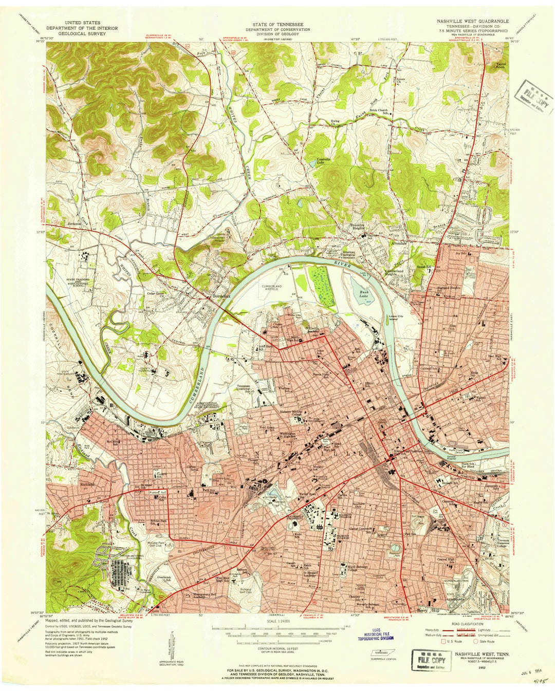 1952 Nashville West, TN - Tennessee - USGS Topographic Map