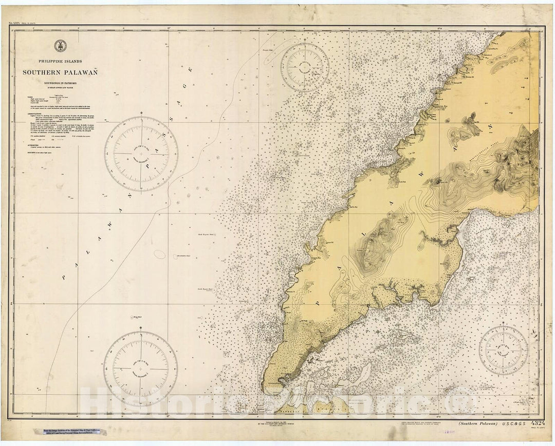 Historic Nautical Map - Southern Palawan, 1935 NOAA Chart - PHVintage Wall Art