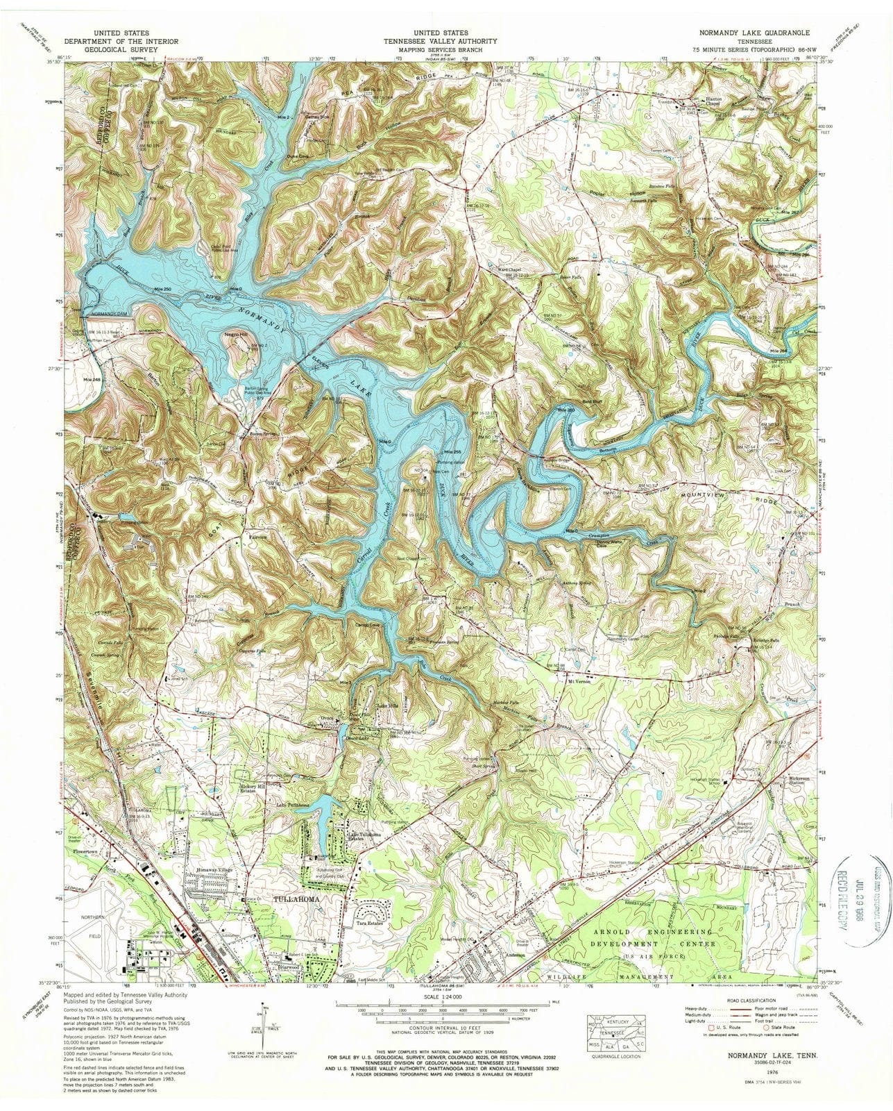 1976 Normandy Lake, TN - Tennessee - USGS Topographic Map