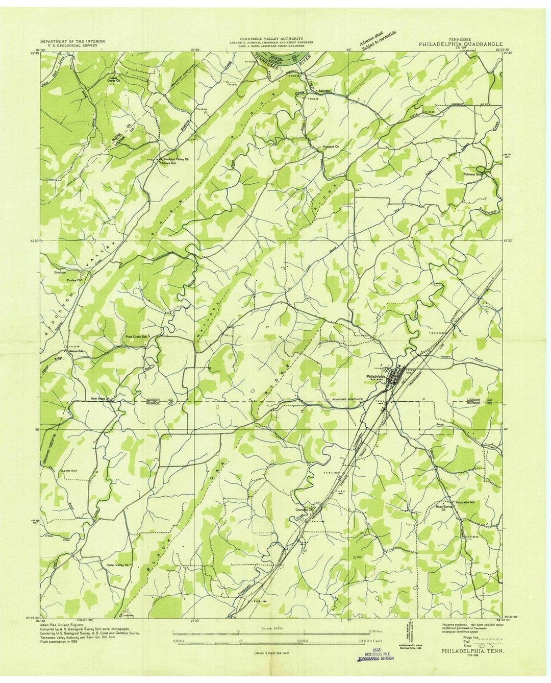 1935 Philadelphia, TN - Tennessee - USGS Topographic Map