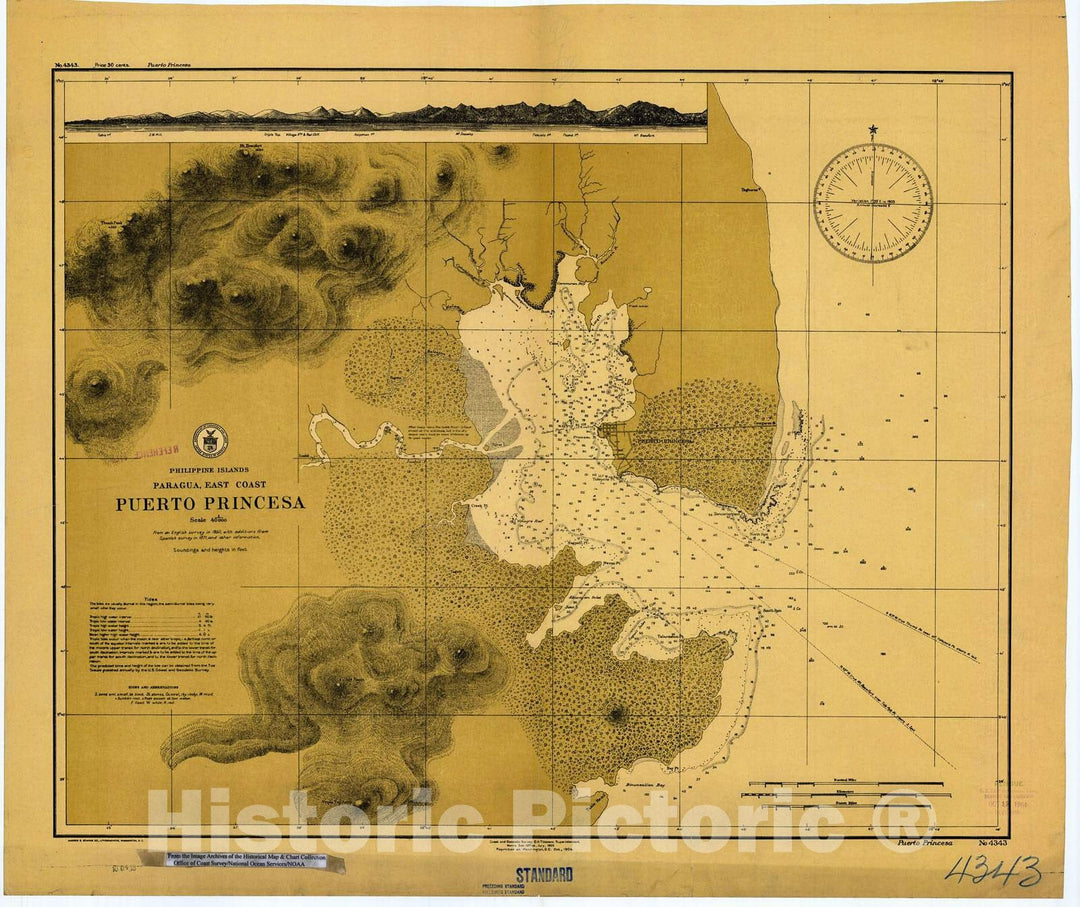 Historic Nautical Map - Puerto Princesa, 1904 NOAA Chart - PHVintage Wall Art