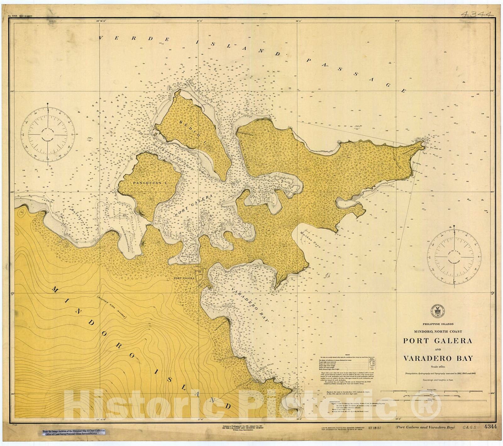 Historic Nautical Map - Port Galera And Varadero Bay, 1917 NOAA Chart - PHVintage Wall Art