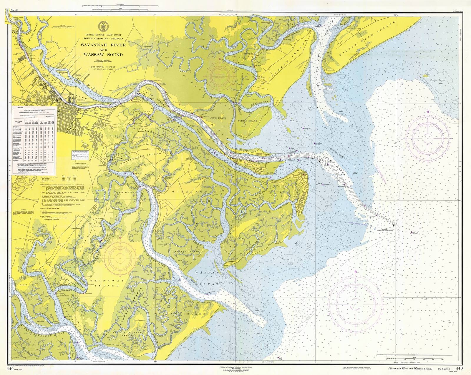 Historic Nautical Map - Savannah River And Wassaw Sound, 1954 NOAA Chart - Georgia (GA) - Vintage Wall Art