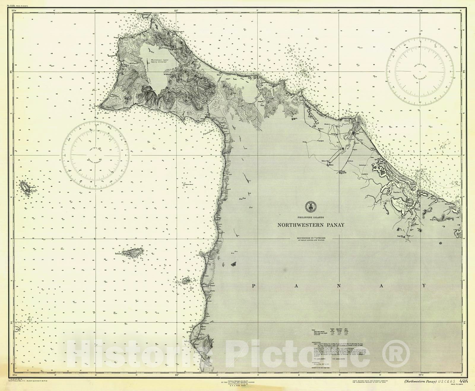 Historic Nautical Map - Northwestern Panay, 1928 NOAA Chart - PHVintage Wall Art