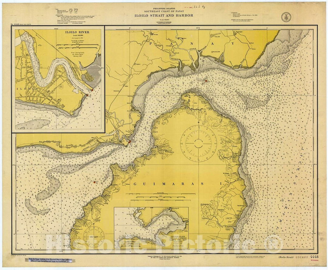 Historic Nautical Map - Iloilo Strait, 1925 NOAA Chart - PHVintage Wall Art