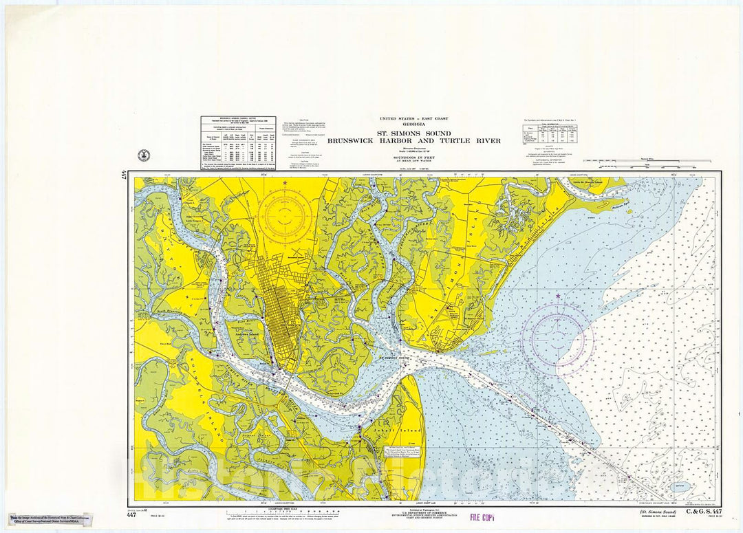 Historic Nautical Map - St. Simon Sound, 1968 NOAA Chart - Georgia (GA) - Vintage Wall Art