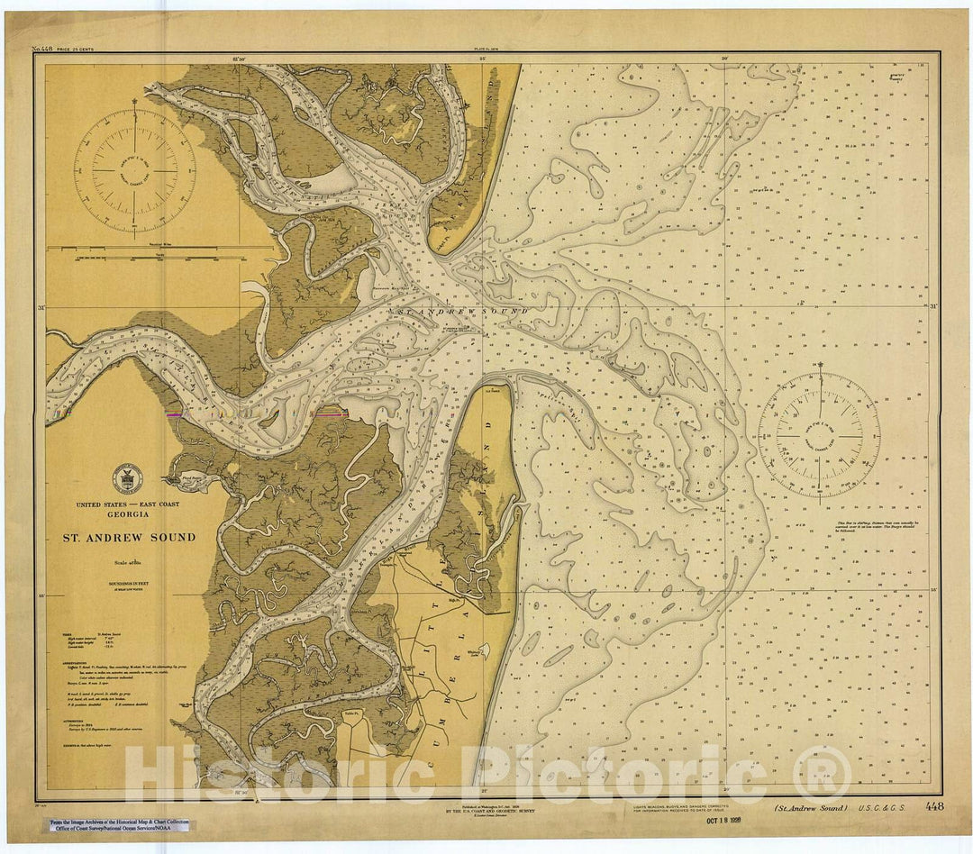 Historic Nautical Map - St. Andrew Sound, 1926 NOAA Chart - Georgia (GA) - Vintage Wall Art