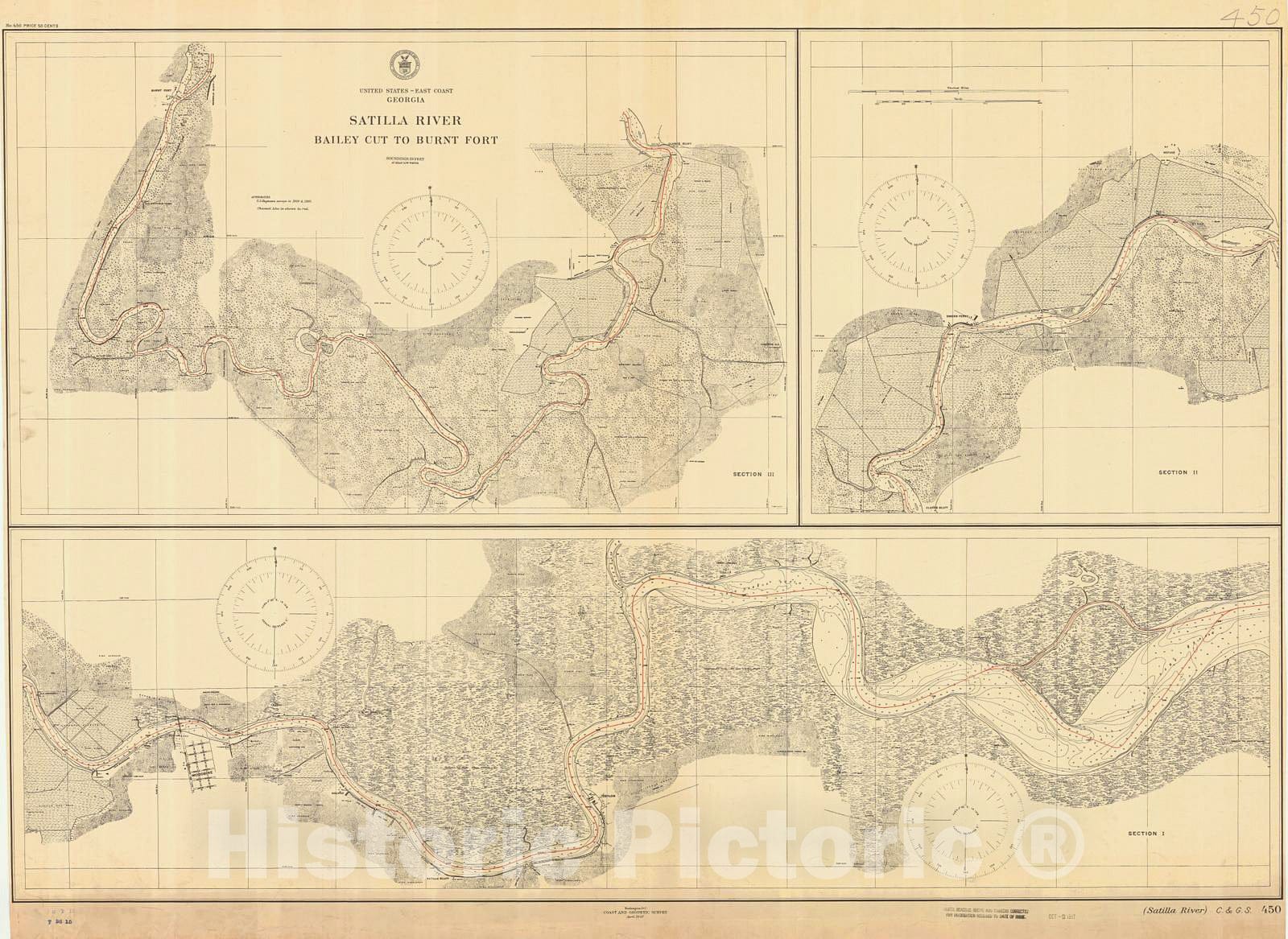 Historic Nautical Map - Sarilla River Bailey Cut To Burnt Fort, 1912 NOAA Chart - Georgia (GA) - Vintage Wall Art