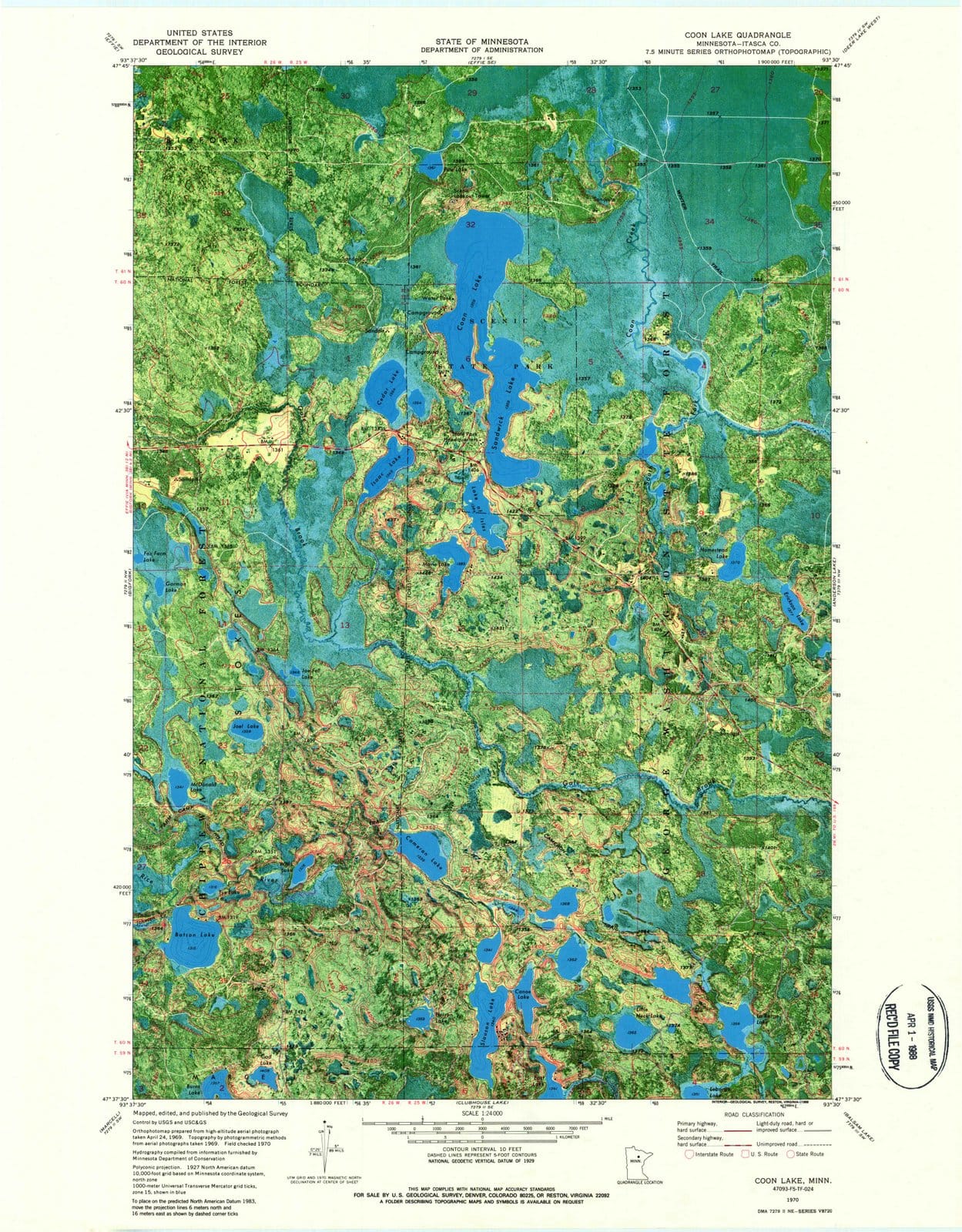 1970 Coon Lake, MN - Minnesota - USGS Topographic Map