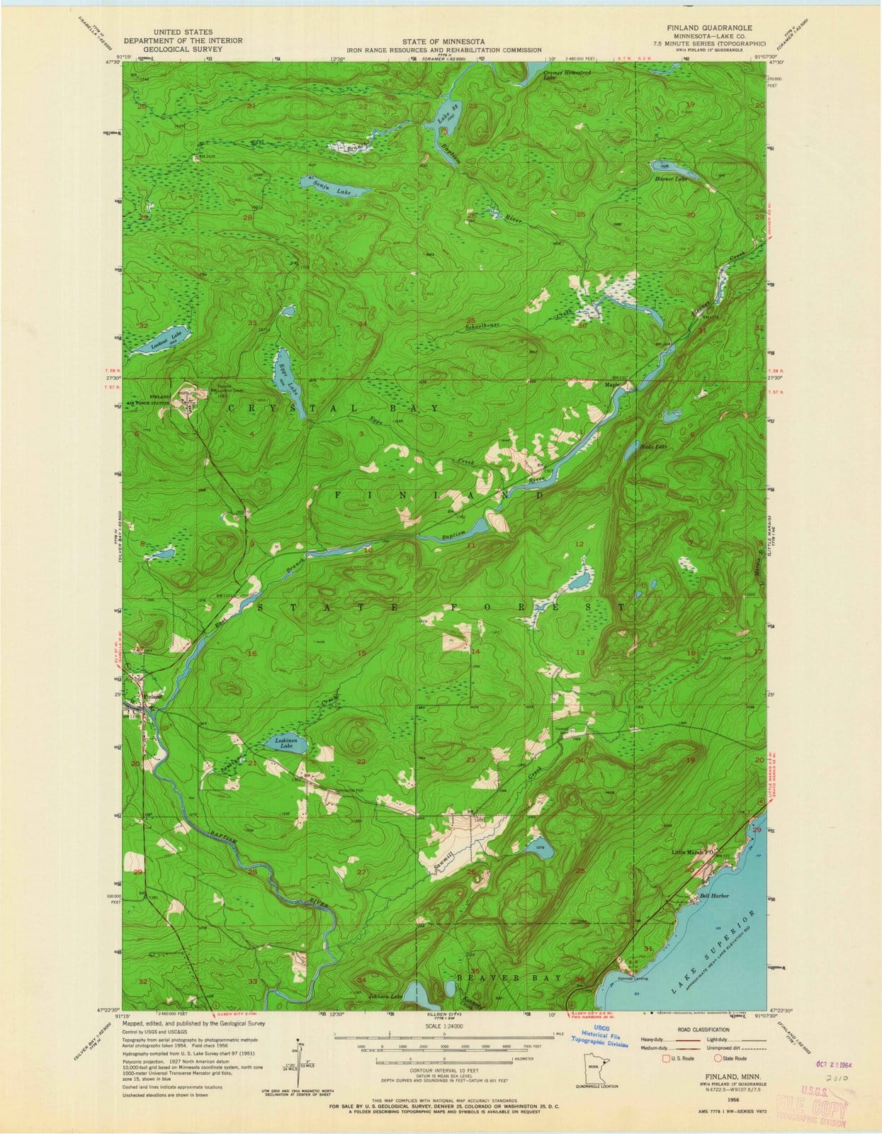 1956 Finland, MN - Minnesota - USGS Topographic Map