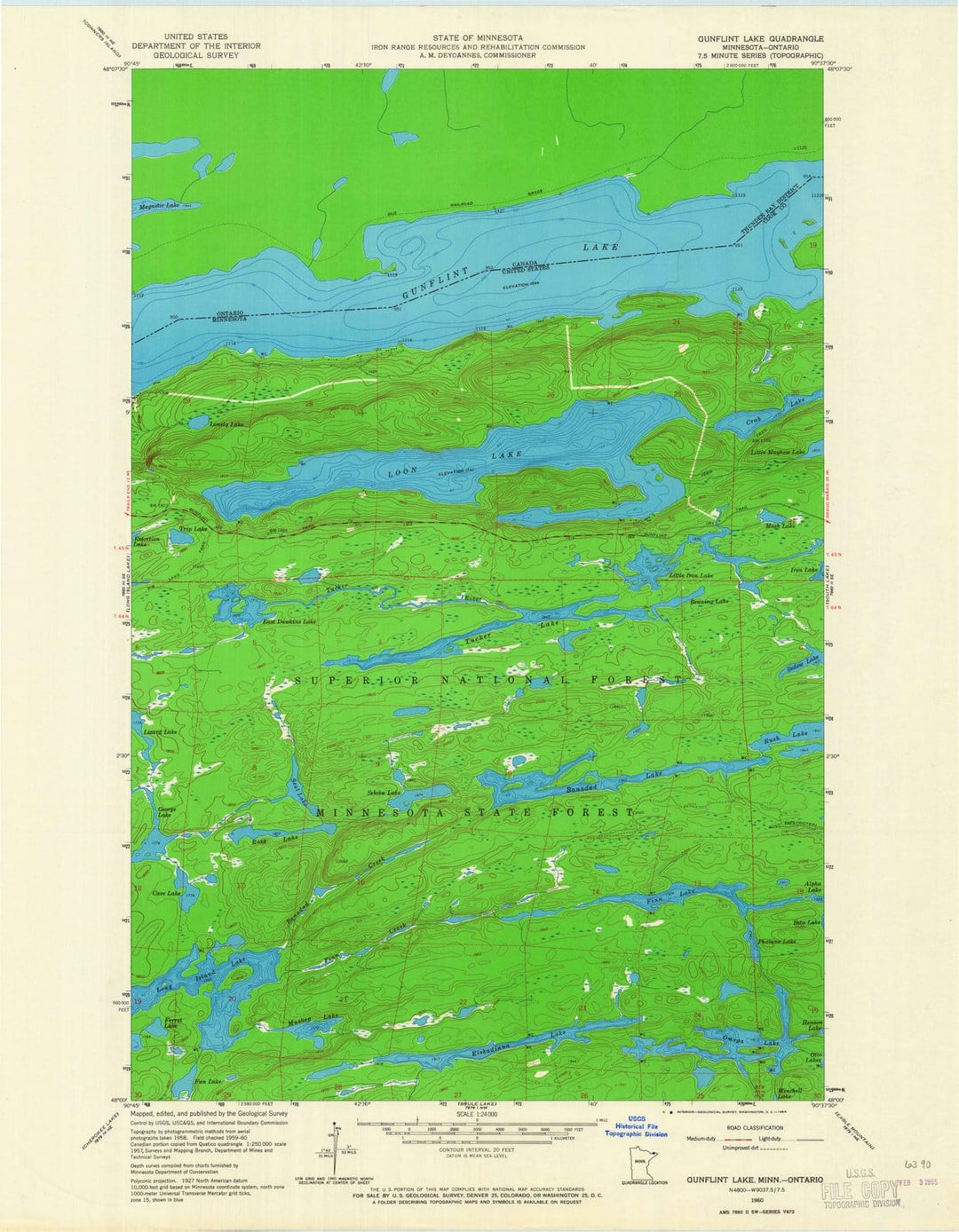 1960 Gunflint Lake, MN - Minnesota - USGS Topographic Map