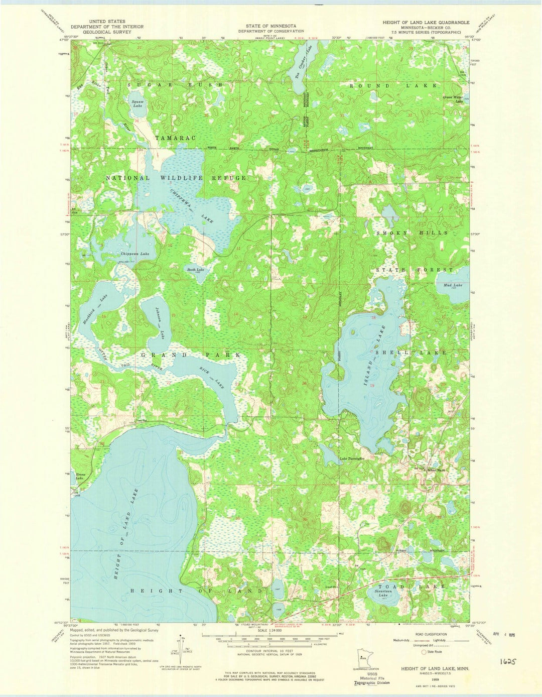 1959 Height of Land Lake, MN - Minnesota - USGS Topographic Map