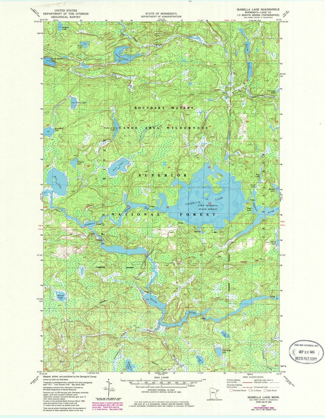 1981 Isabella Lake, MN - Minnesota - USGS Topographic Map