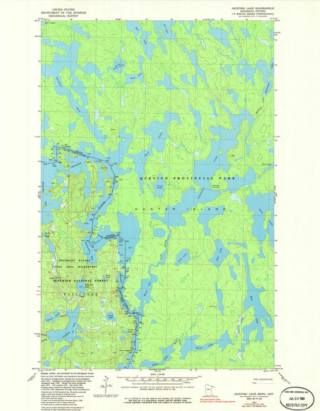 1981 Jackfish Lake, MN - Minnesota - USGS Topographic Map