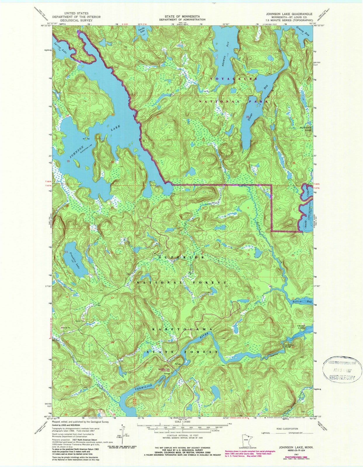 1967 Johnson Lake, MN - Minnesota - USGS Topographic Map