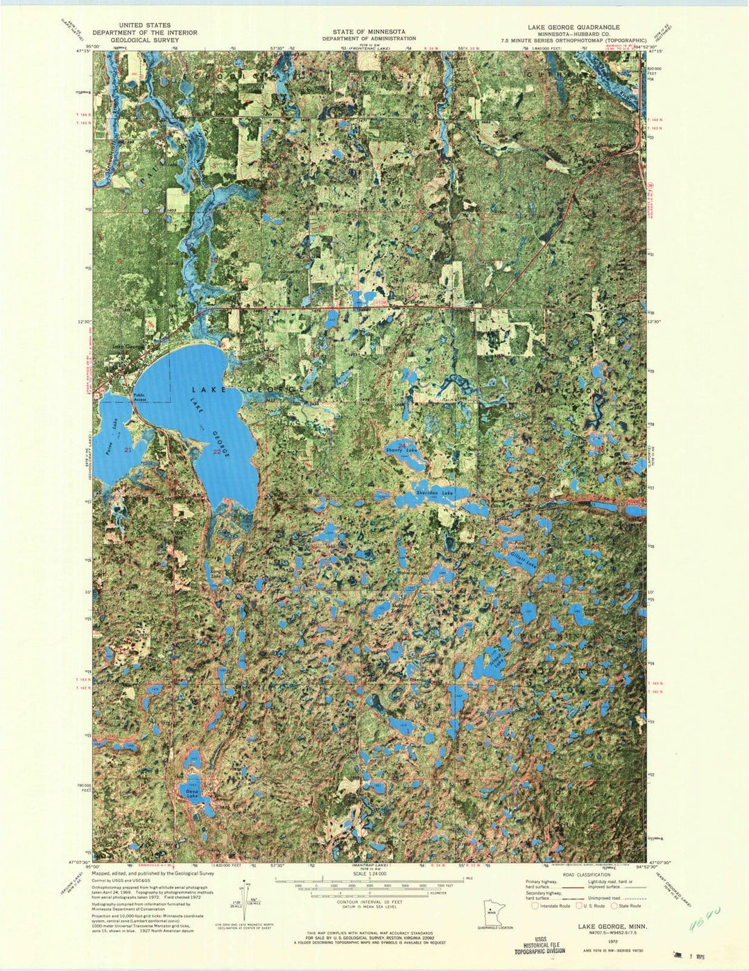 1972 Lake George, MN - Minnesota - USGS Topographic Map