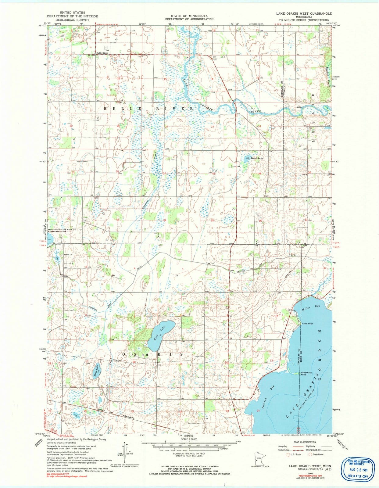 1966 Lake Osakis West, MN - Minnesota - USGS Topographic Map