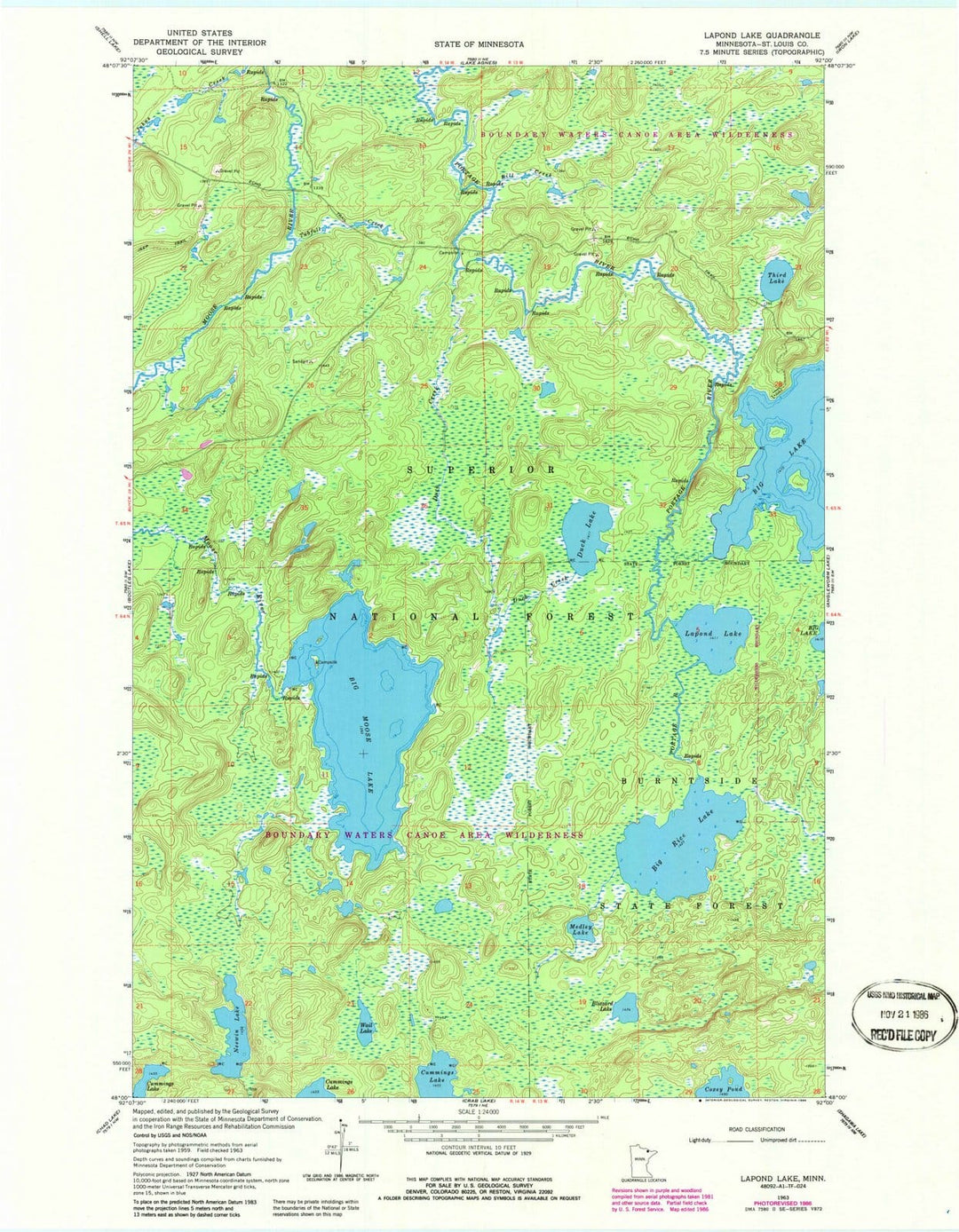 1963 Lapond Lake, MN - Minnesota - USGS Topographic Map