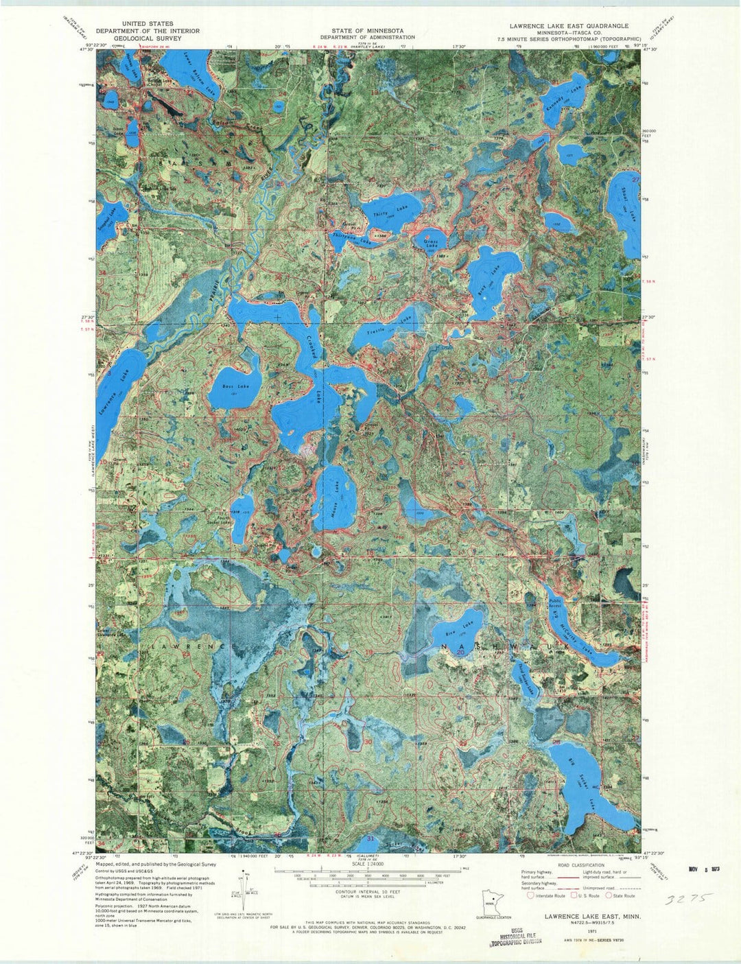 1971 Lawrence Lake East, MN - Minnesota - USGS Topographic Map