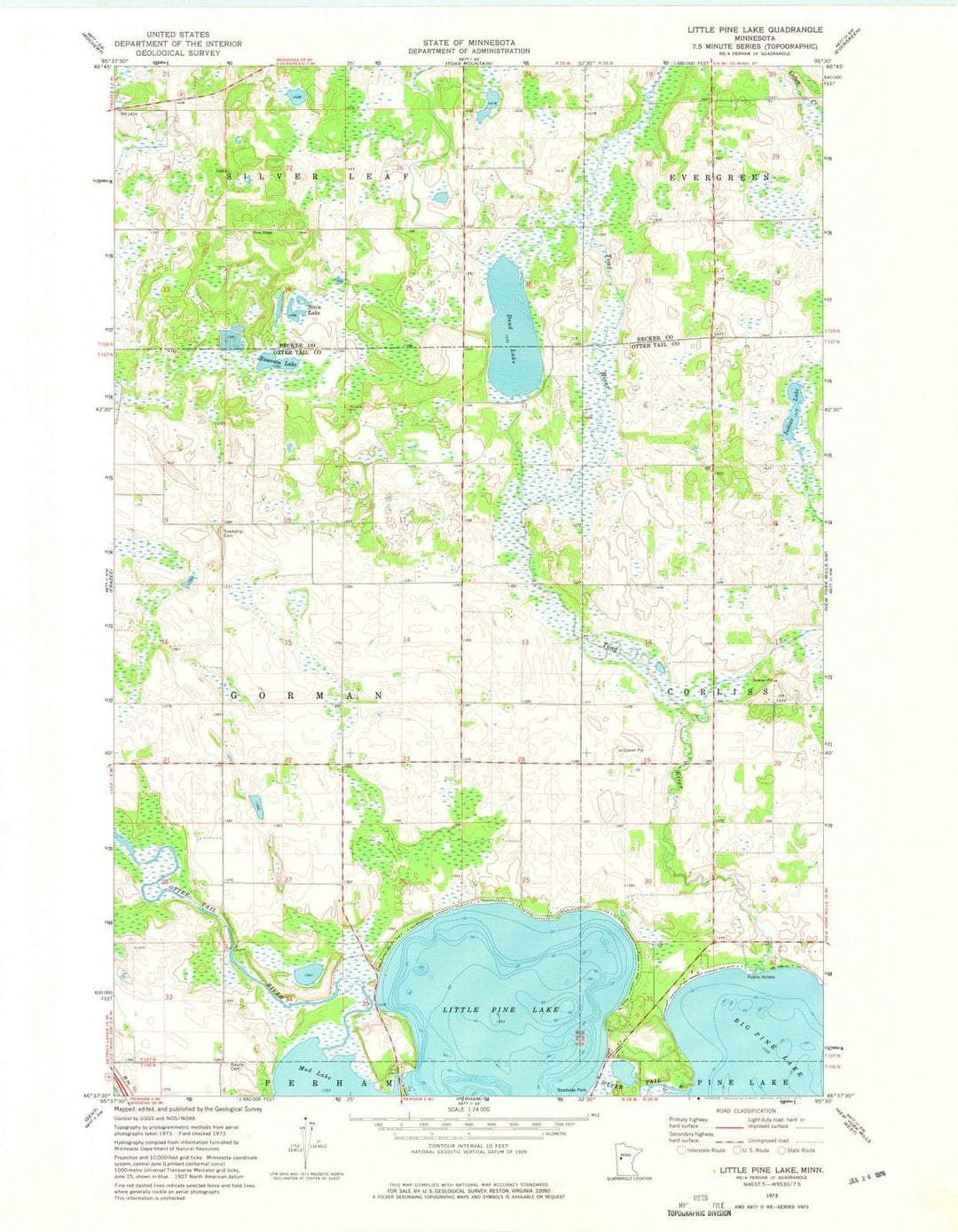 1973 Little Pine Lake, MN - Minnesota - USGS Topographic Map