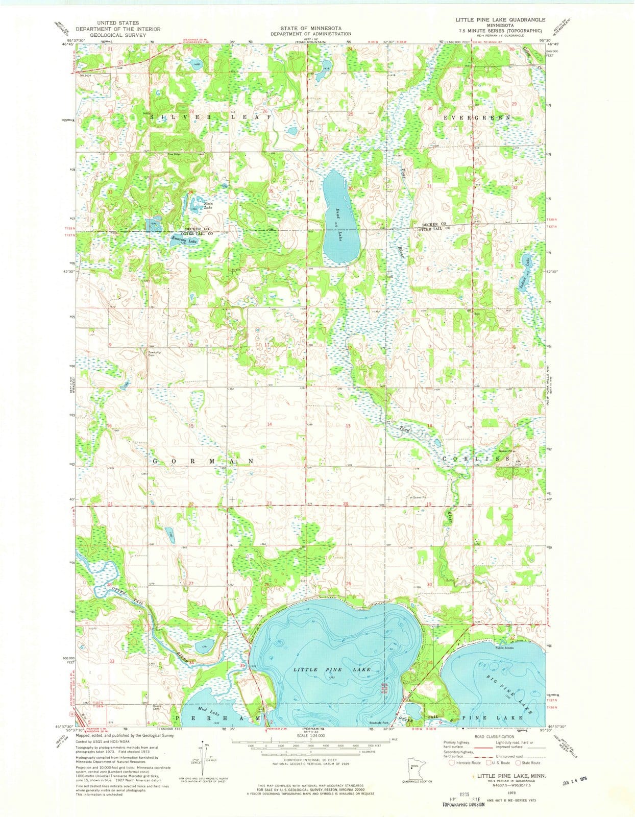 1973 Little Pine Lake, MN - Minnesota - USGS Topographic Map