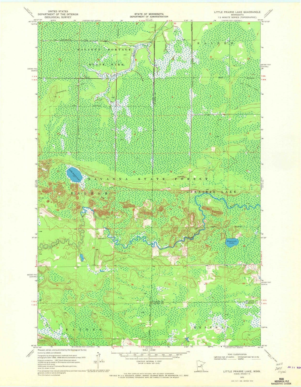 1970 Little Prairie Lake, MN - Minnesota - USGS Topographic Map