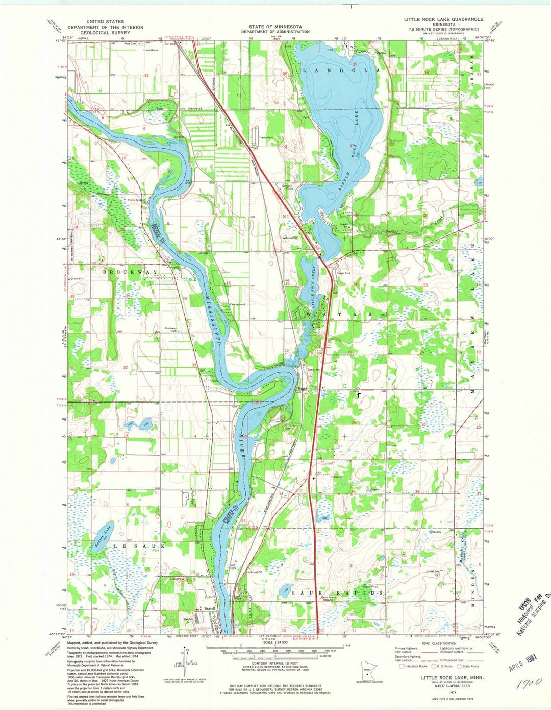 1974 Little Rock Lake, MN - Minnesota - USGS Topographic Map