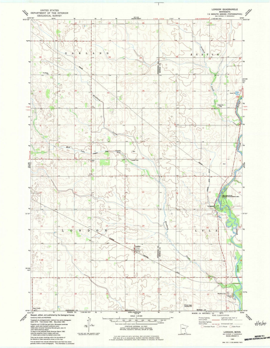 1982 London, MN - Minnesota - USGS Topographic Map