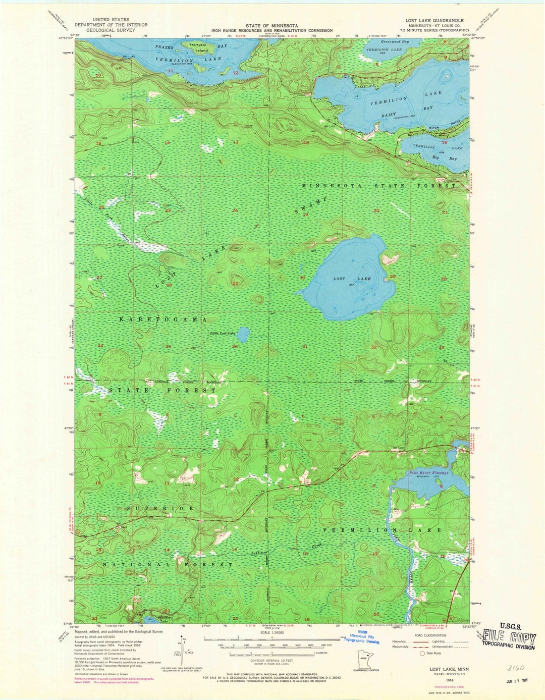 1956 Lost Lake, MN - Minnesota - USGS Topographic Map