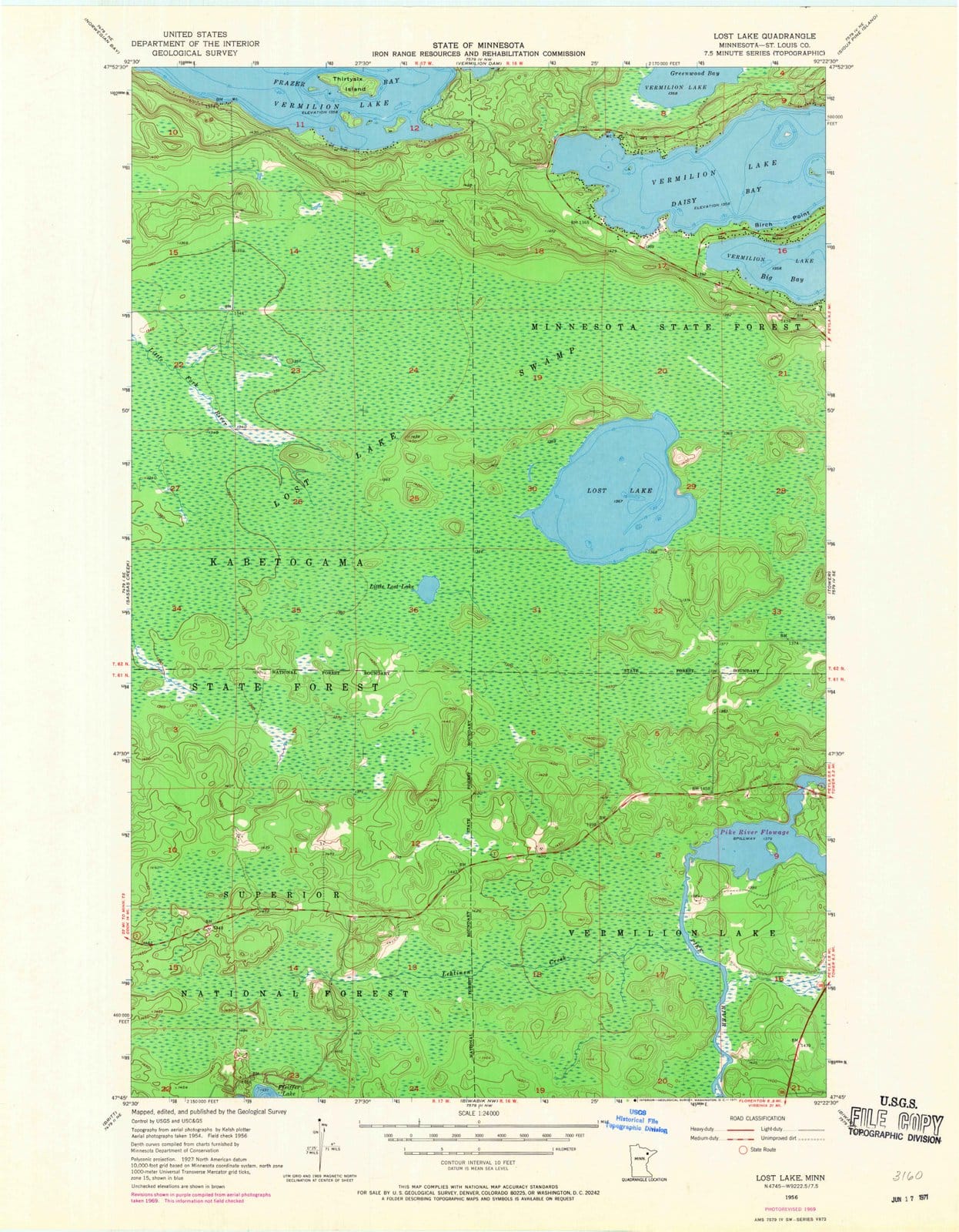 1956 Lost Lake, MN - Minnesota - USGS Topographic Map