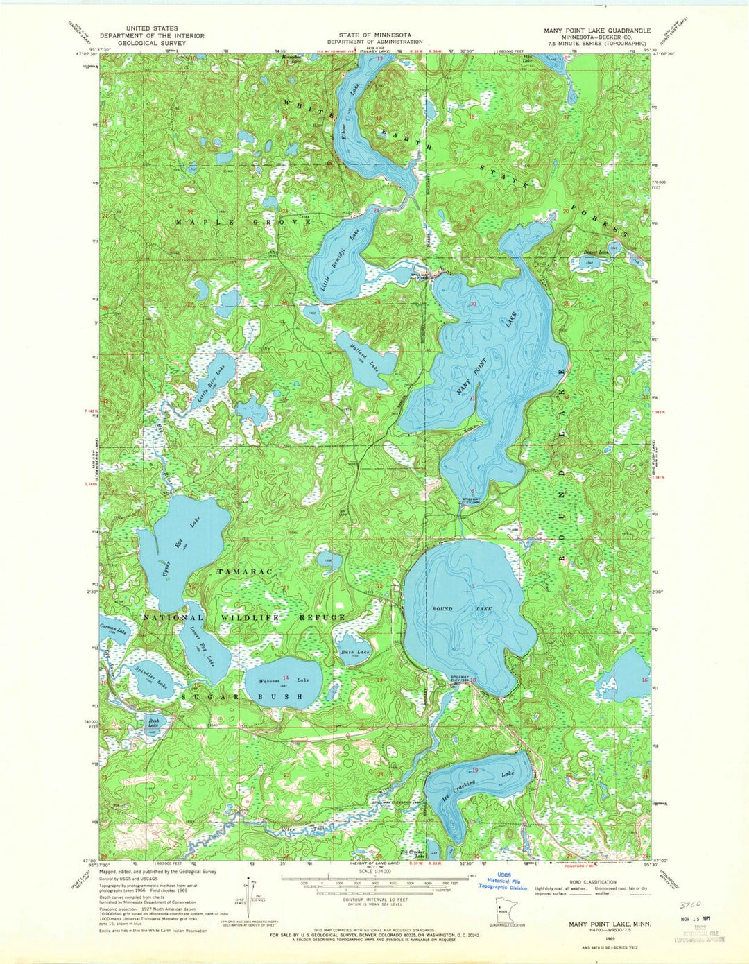 1969 Many Point Lake, MN - Minnesota - USGS Topographic Map