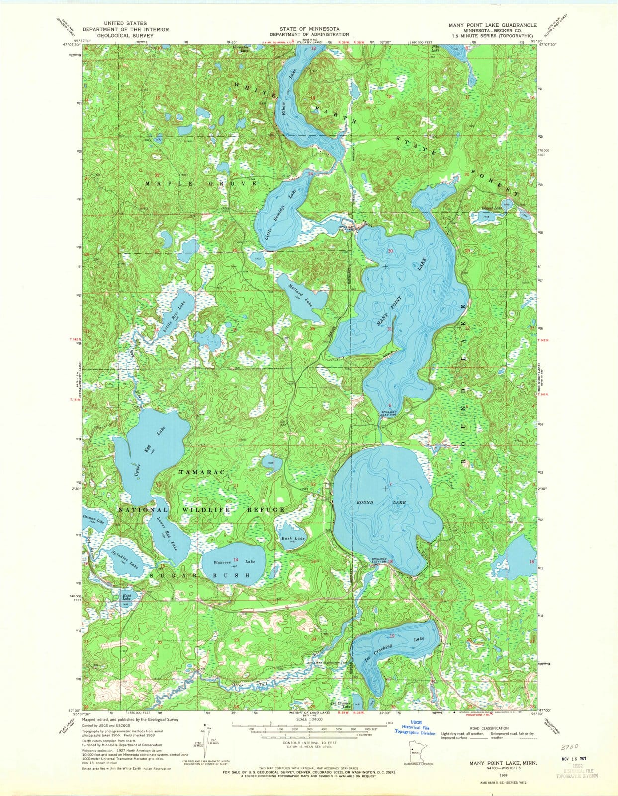 1969 Many Point Lake, MN - Minnesota - USGS Topographic Map