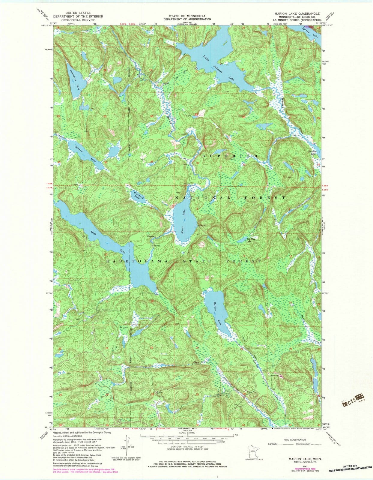 1967 Marion Lake, MN - Minnesota - USGS Topographic Map