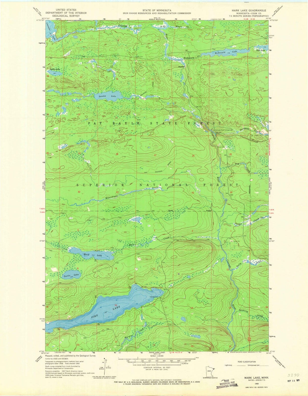 1960 Mark Lake, MN - Minnesota - USGS Topographic Map