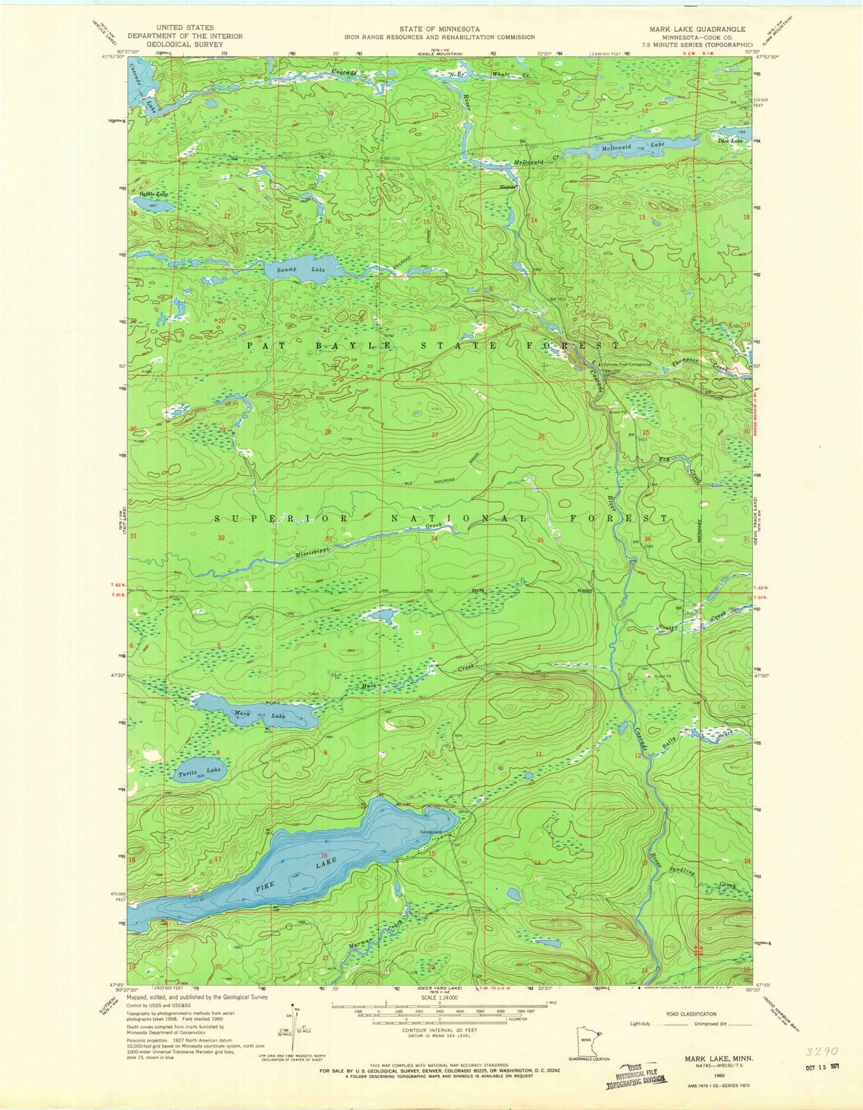 1960 Mark Lake, MN - Minnesota - USGS Topographic Map