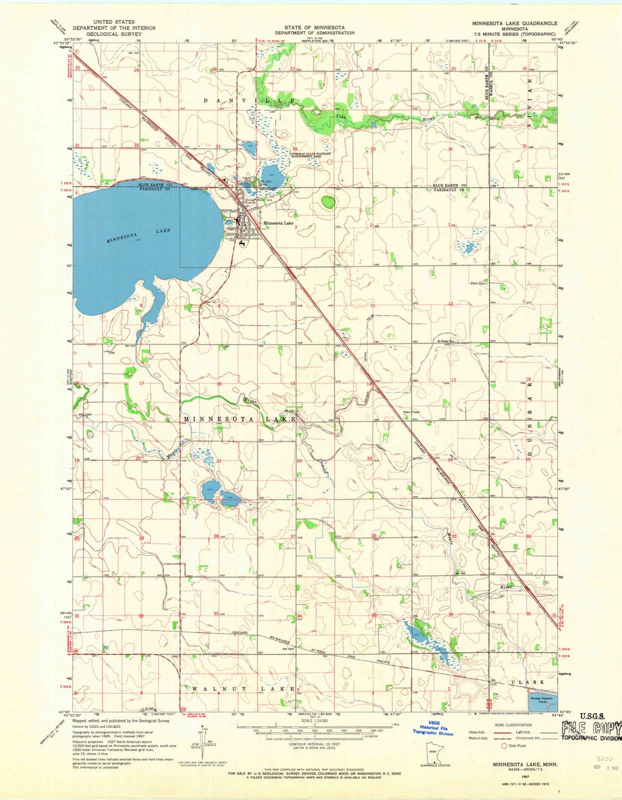 1967 Minnesota Lake, MN - Minnesota - USGS Topographic Map