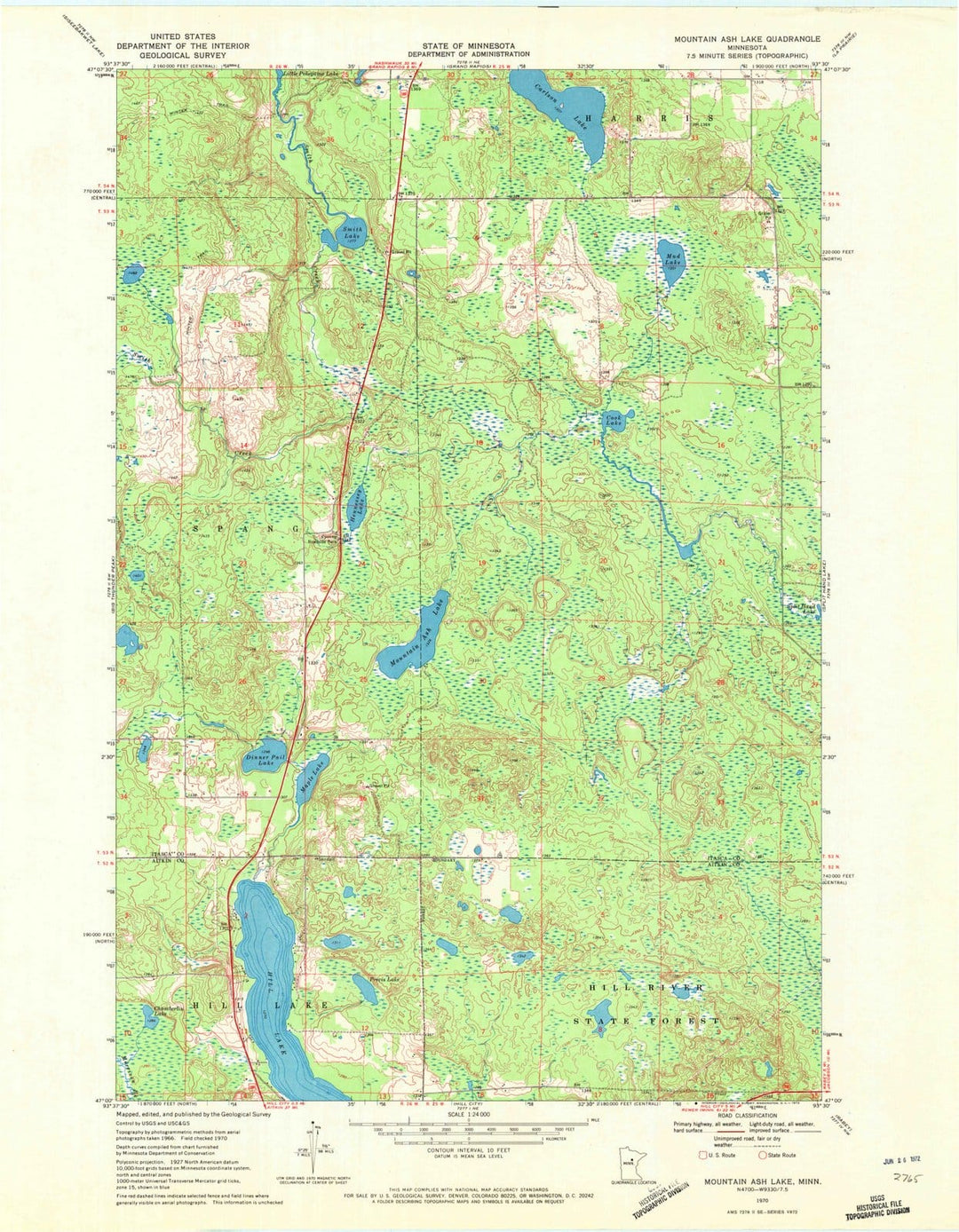 1970 Mountain Ash Lake, MN - Minnesota - USGS Topographic Map