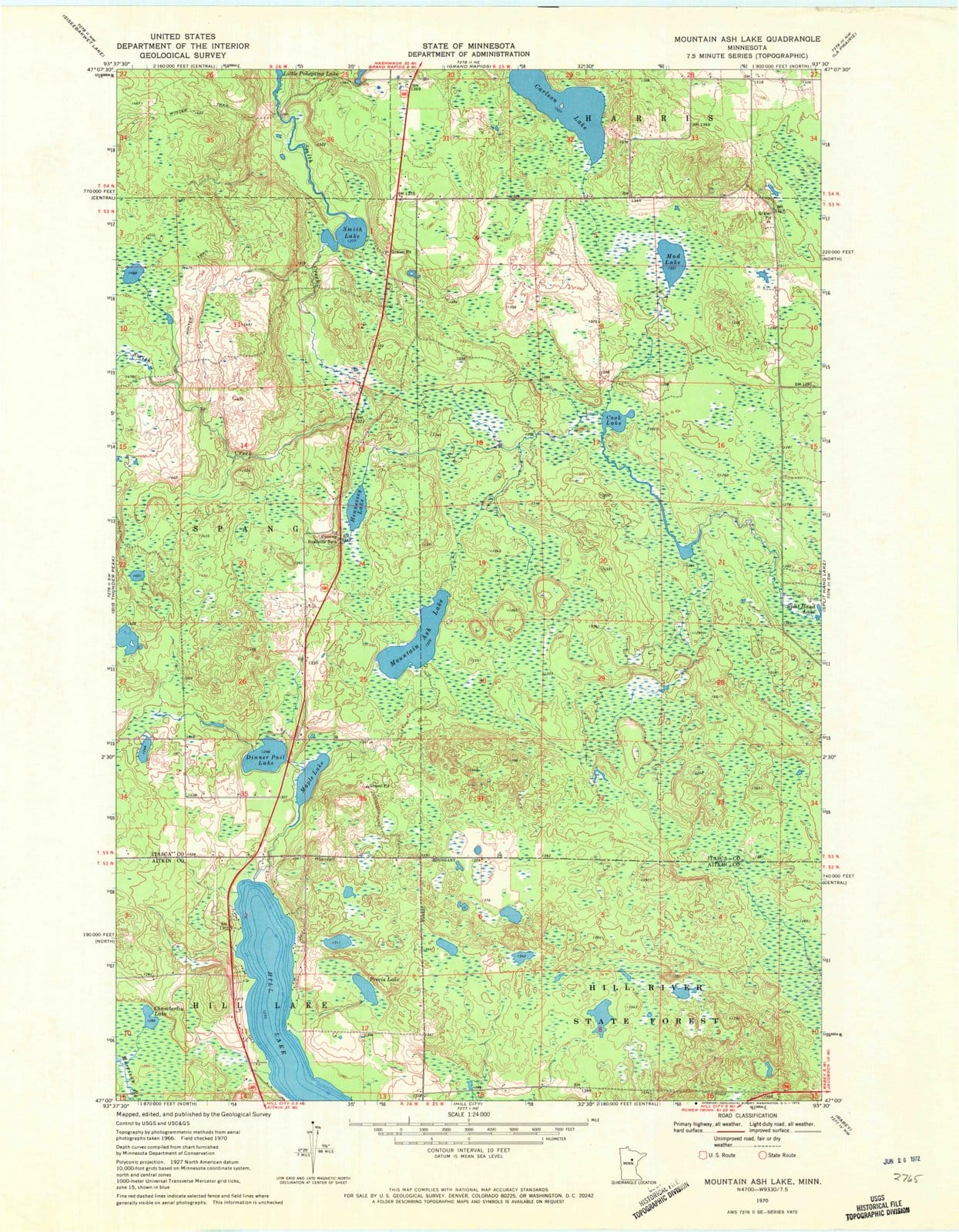 1970 Mountain Ash Lake, MN - Minnesota - USGS Topographic Map