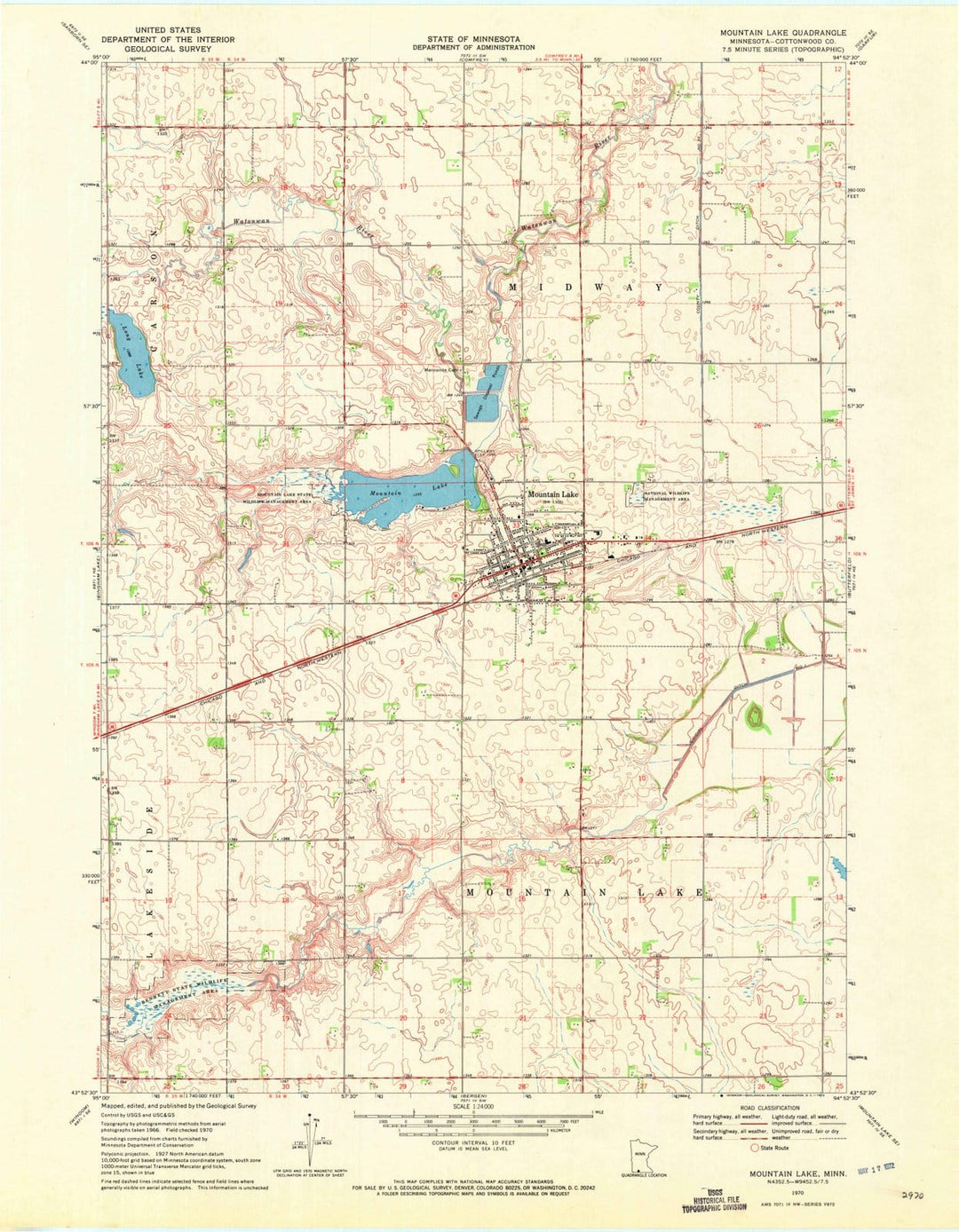 1970 Mountain Lake, MN - Minnesota - USGS Topographic Map