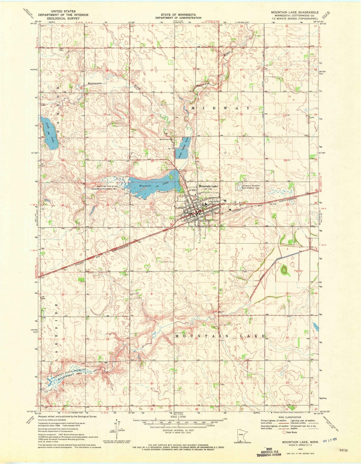 1970 Mountain Lake, MN - Minnesota - USGS Topographic Map