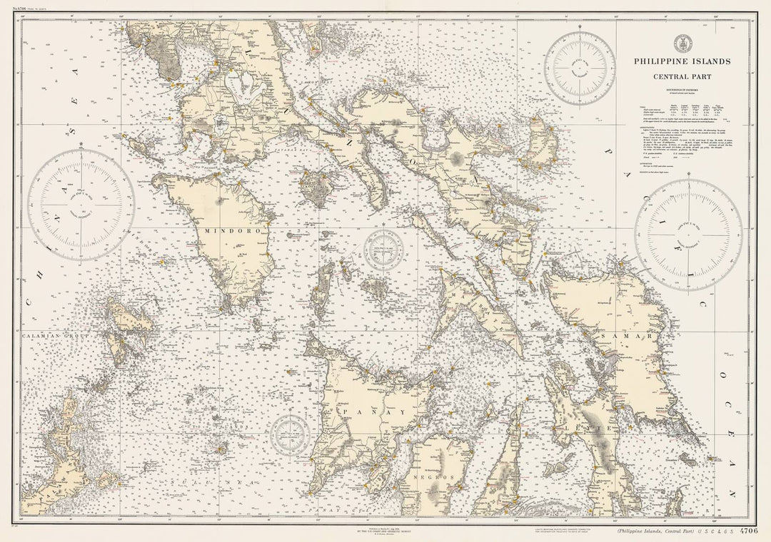 Historic Nautical Map - Phillipine Islands Central Part, 1932 NOAA Chart - PHVintage Wall Art